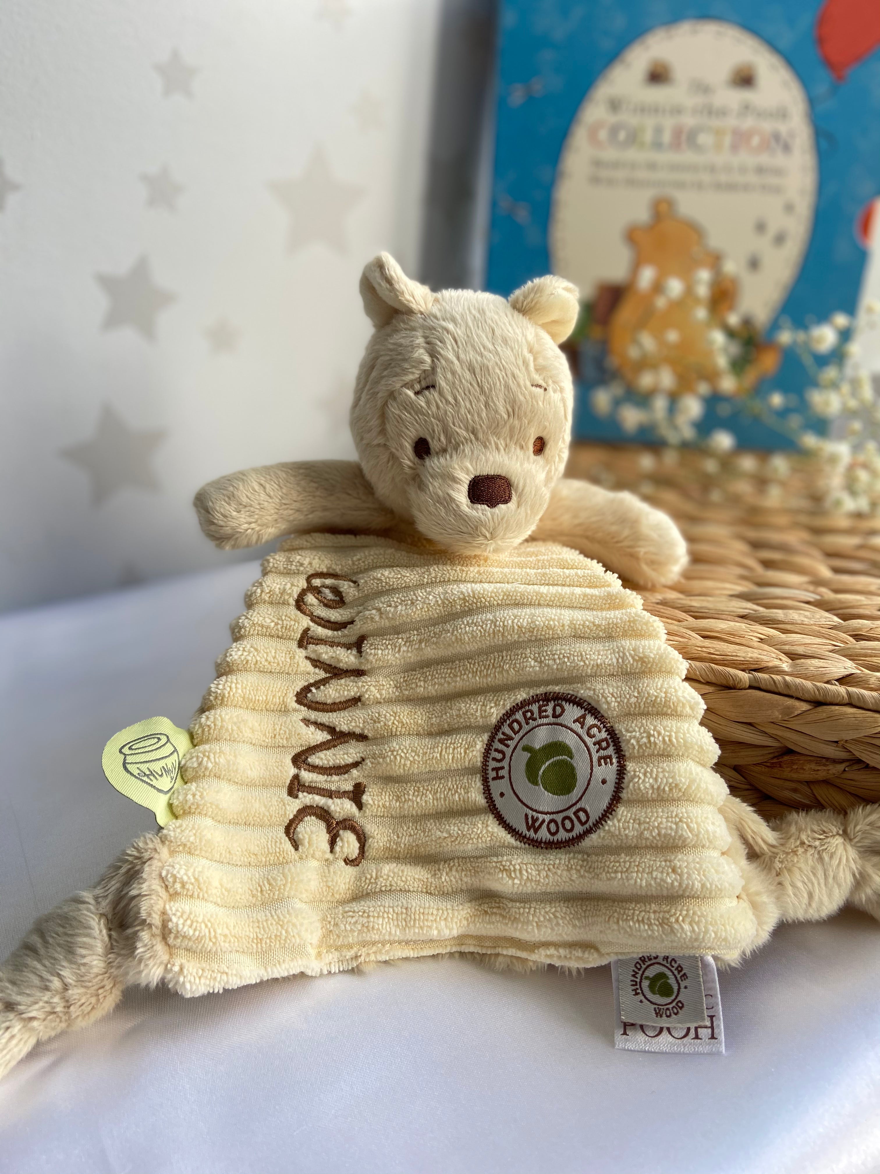 Personalised Winnie-the-Pooh Baby Comfort Blanket | Embroidered with Name