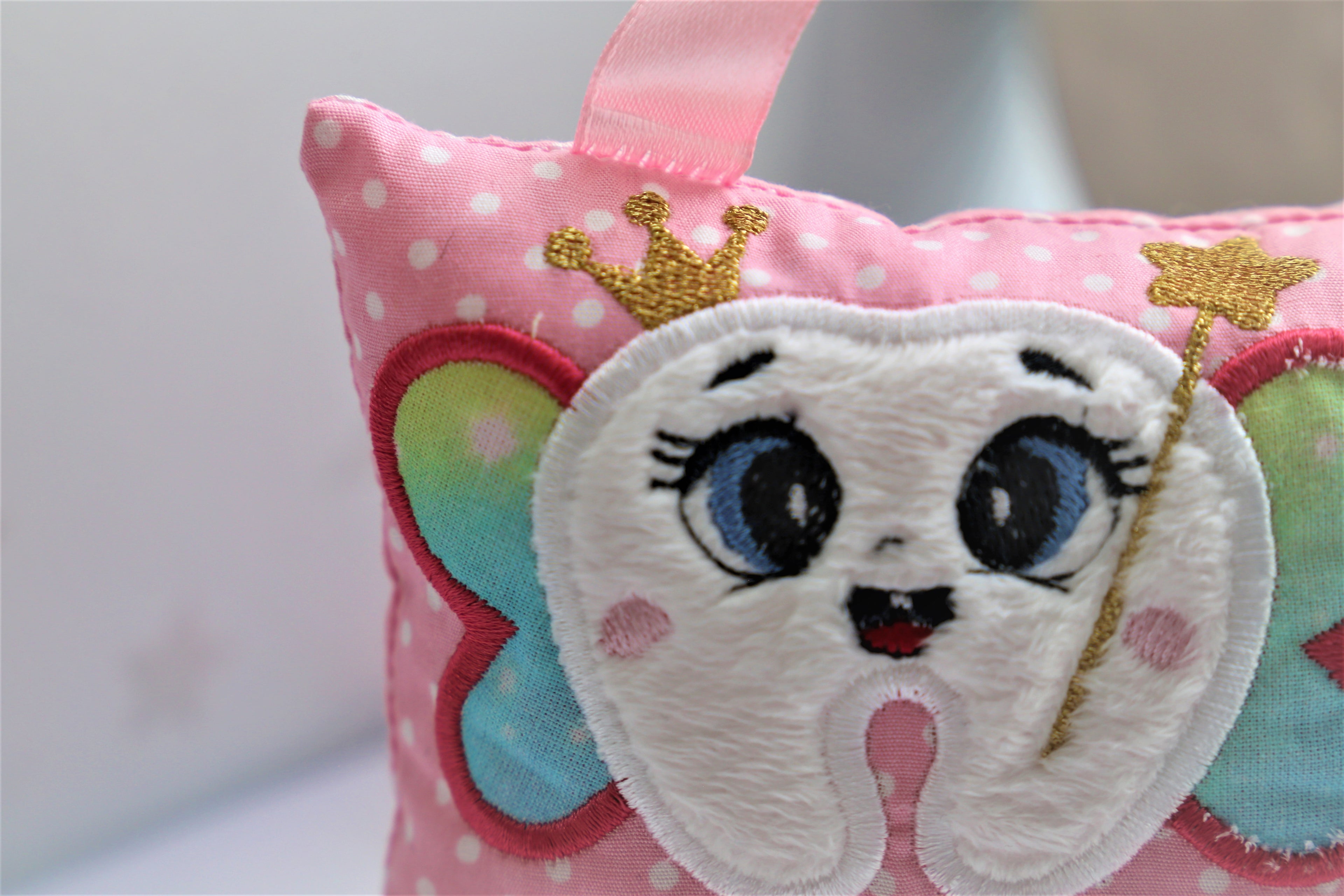 Personalised Tooth Fairy Pillow – Custom Name Kids Keepsake Cushion with Pocket & Door Hanger