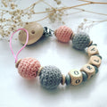 Personalised Wooden Dummy Clip – Crochet Chain for Babies