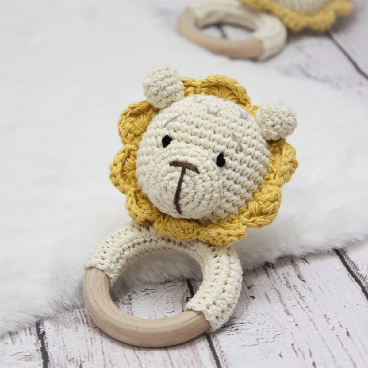 Handmade Crochet Animal Rattle – Lion | Baby Shower Gift