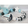Personalised Wooden Dummy Clip – Boat Dummy Chain Baby Gift